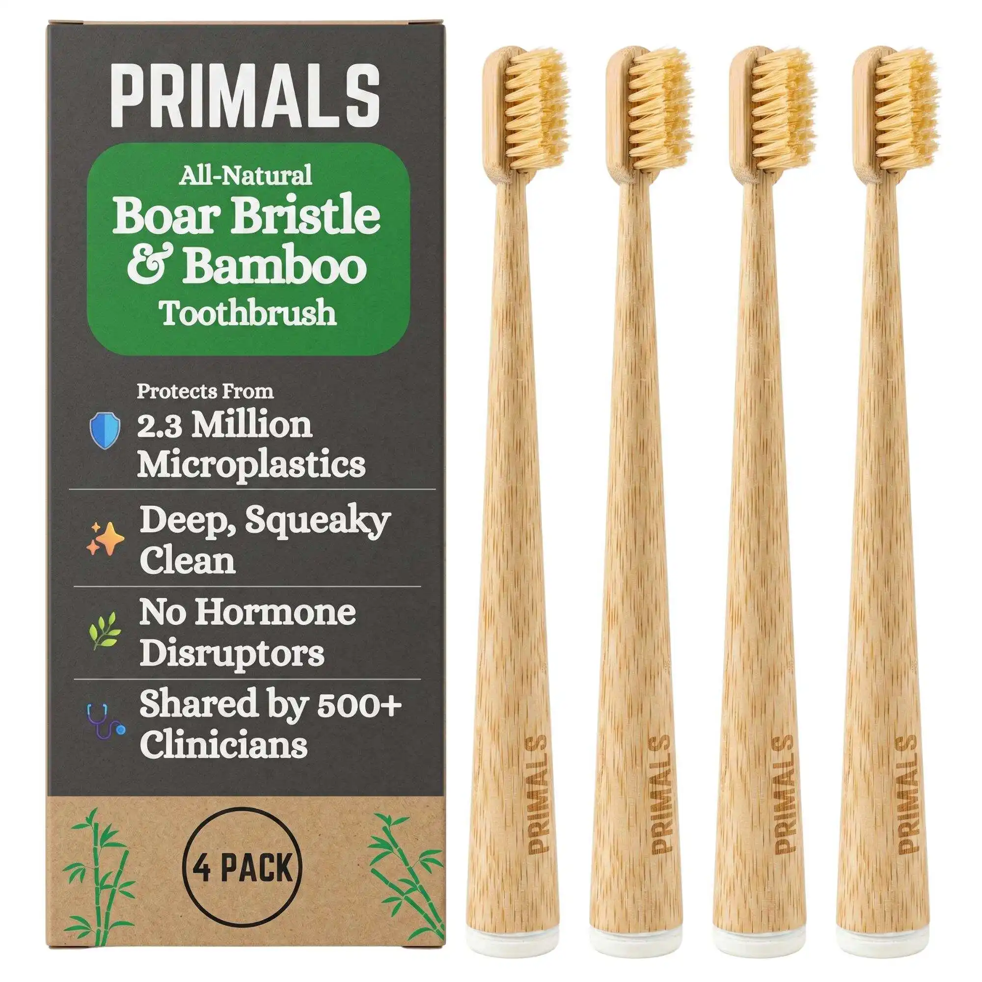 Bamboo Toothbrush - 4 sztuki – zestaw wysokiej jakości