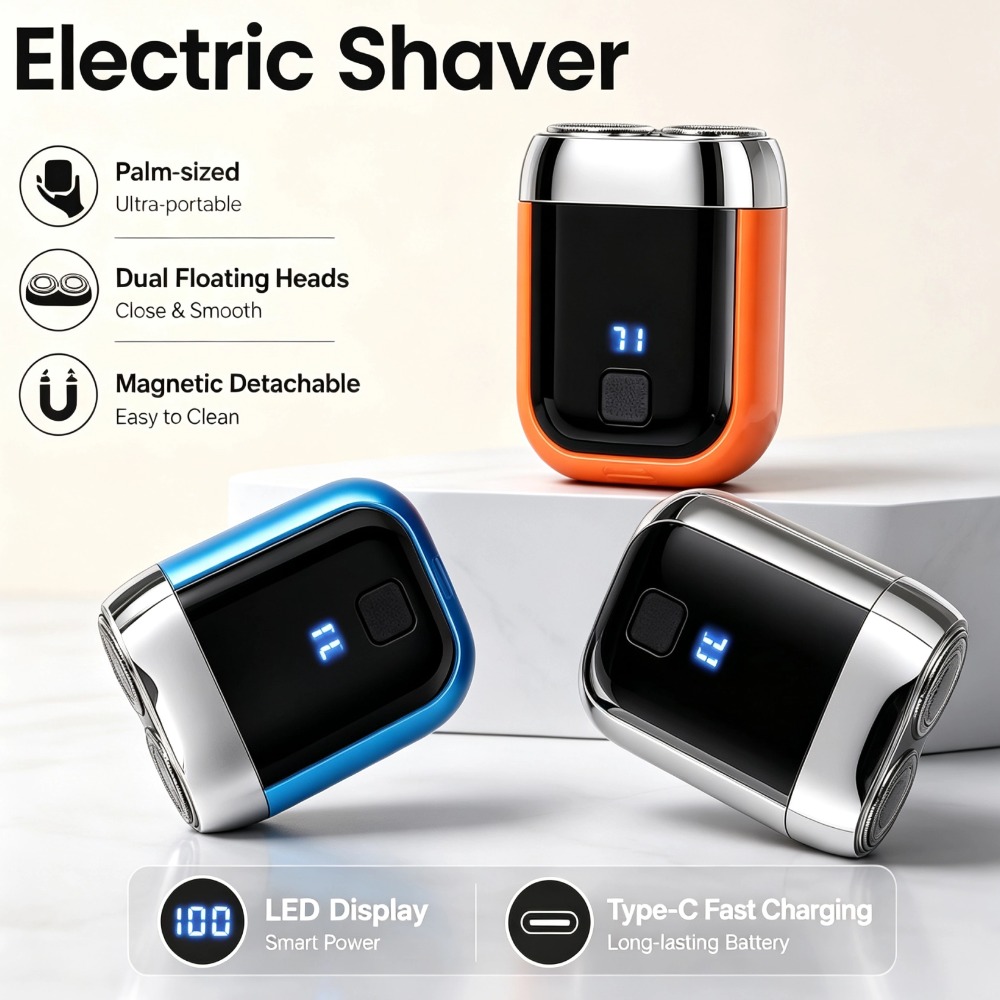 Safety Razor Handle - Przenośna golarka elektryczna z podwójnymi głowicami,
