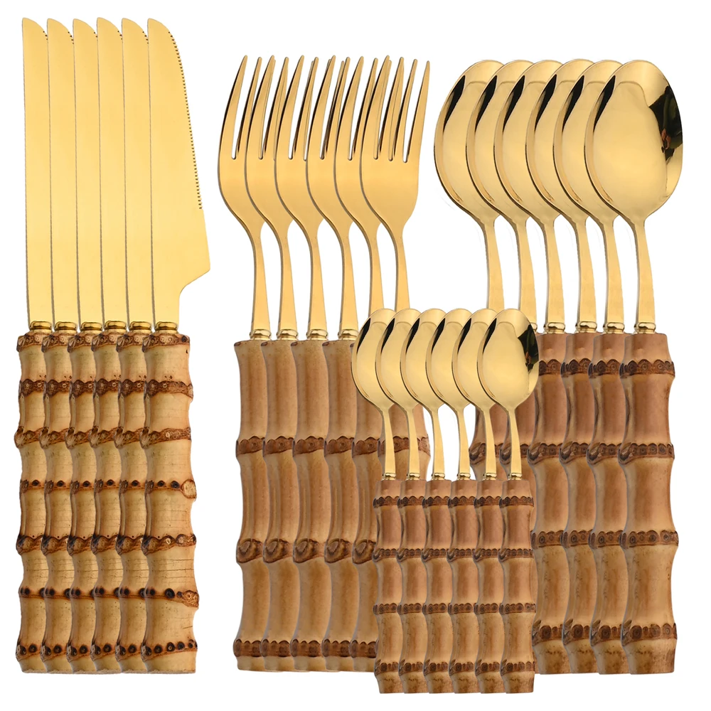 24 szt. Sztućce ze stali nierd – Bamboo Cutlery recenzja i cena